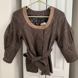 Vintage NWT Anthropologie Sisley balloon sleeve houndstooth jacket